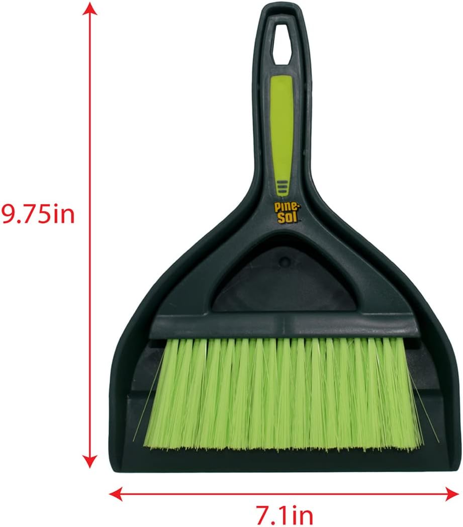 Pine-Sol Mini Dustpan and Brush Set | Nesting Snap-On Design | Portable, Compact Dust Pan and Hand Broom for Cleaning, Green & Dustpan and Brush Set | Nesting Snap-On Design