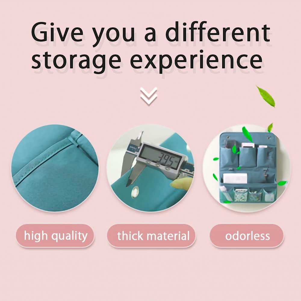Hanging Organizer with Pockets – Wall & Door Storage Bag with 3 Sticky Hooks – Hanging Storage Organizer for Bathroom, Bedroom, Closet, Dorm, Washing Table (2Layer, Blue)