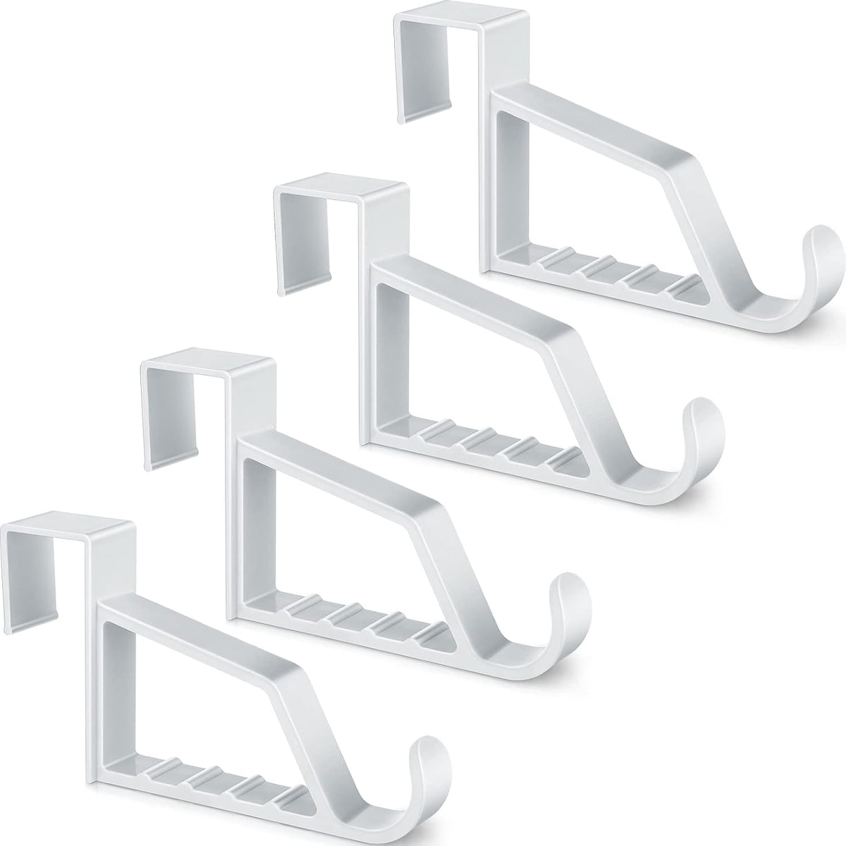 Space Saving Plastic Over Door Hooks Door Hanger Hooks Multi Hanging Storage Organizers Door Hangers Door Towel Hooks for Coats, Towels, Bags, Hats, Scarves Home Accessories (White,4 Pieces)