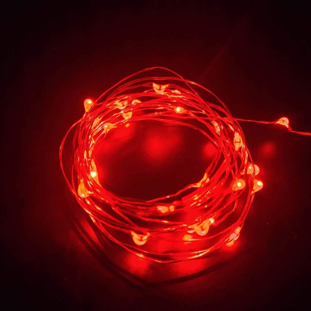 4 Pack Battery Operated Dewdrop Led Lights,Indoor Mini Fairy Lights With Timer Function,For Wedding Home Parties Christmas Holiday Decoration,6 Hours on/18 Hours Off ,30 Count LEDs,10 Feet(Red)