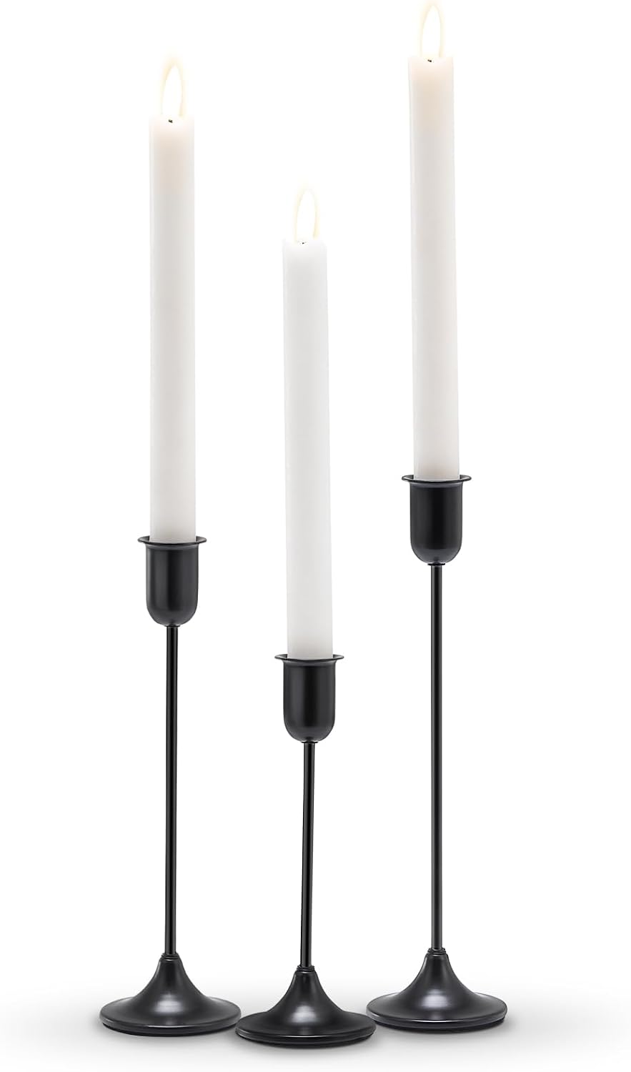 Batoslee Black Candlestick Holders Set of 3 Pcs, Taper Candle Sticks Stand