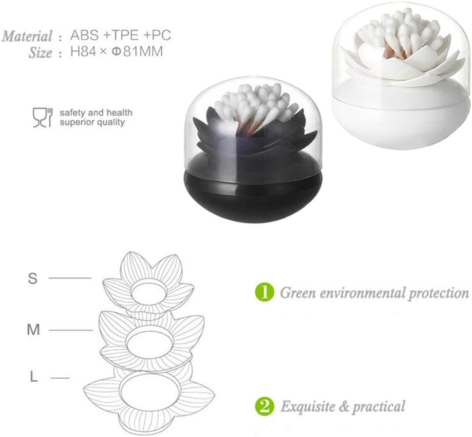 2 Pack Creative Lotus Cotton Swab Holder Q-Tips Toothpicks Holder Table Decorate Cotton Bud Storage Box Organizer