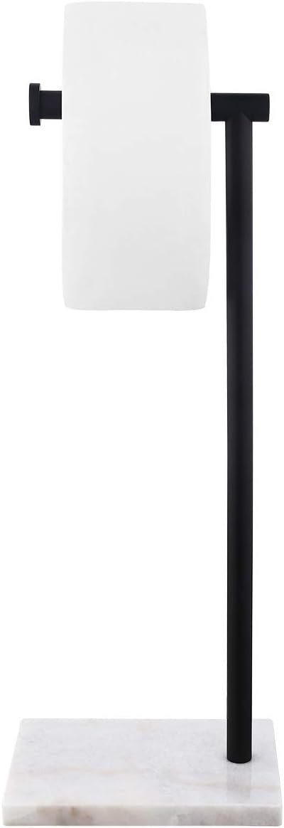 KES Toilet Paper Holder Stand with Marble Base, 20.3 in Height, Matte Black