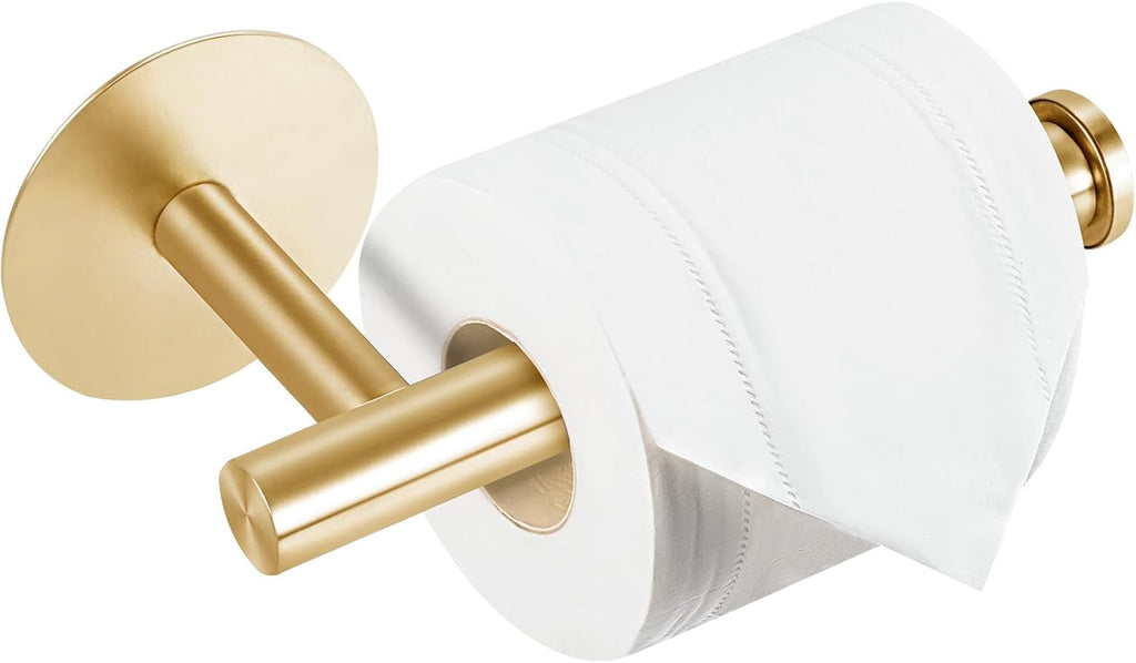 Yagoo Adhesive Toilet Paper Holder, Rustproof Toilet Roll Holder(1, Gold)