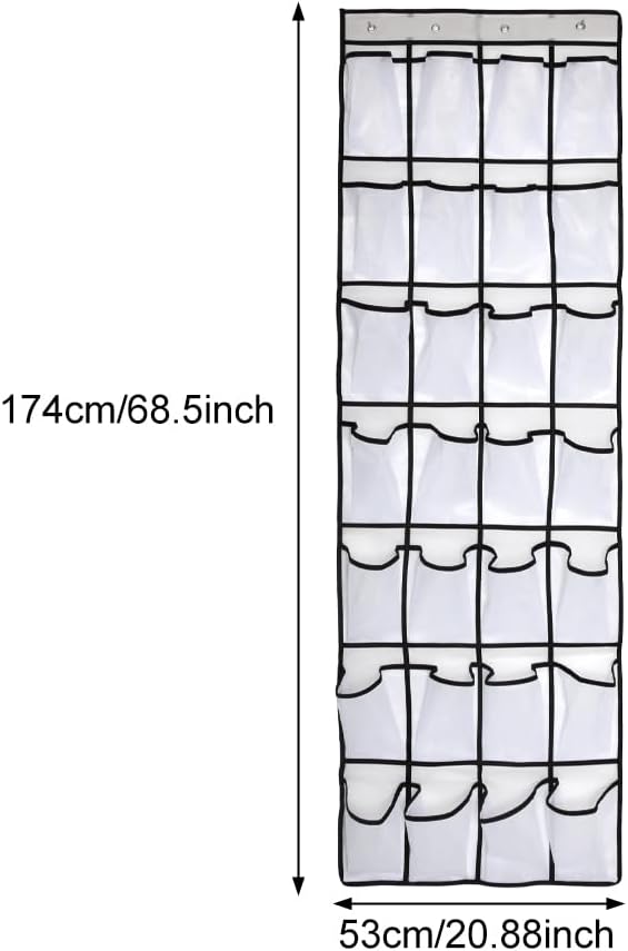 28 Pocket Over The Door Shoe Organizer With 4 Metal Hooks