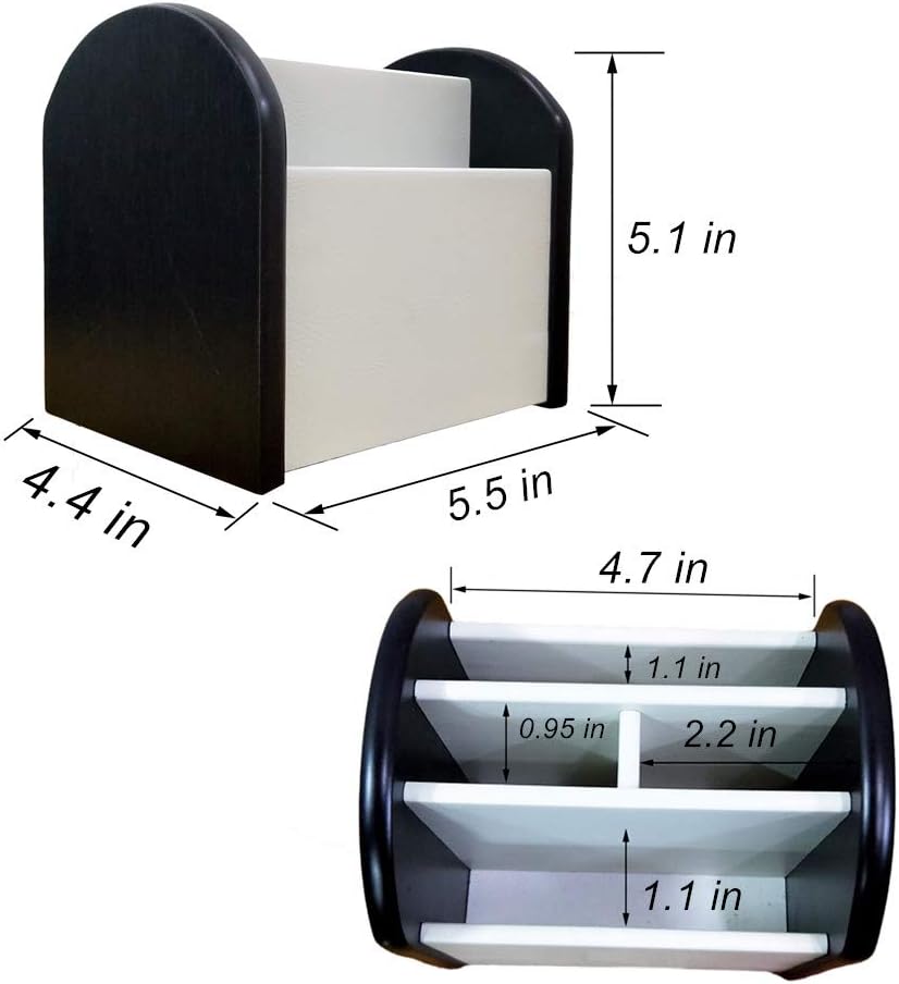 Rotating remote control caddy wood pen/pencil holder for desk organizer Simple black and white small item storage box HeBen7025