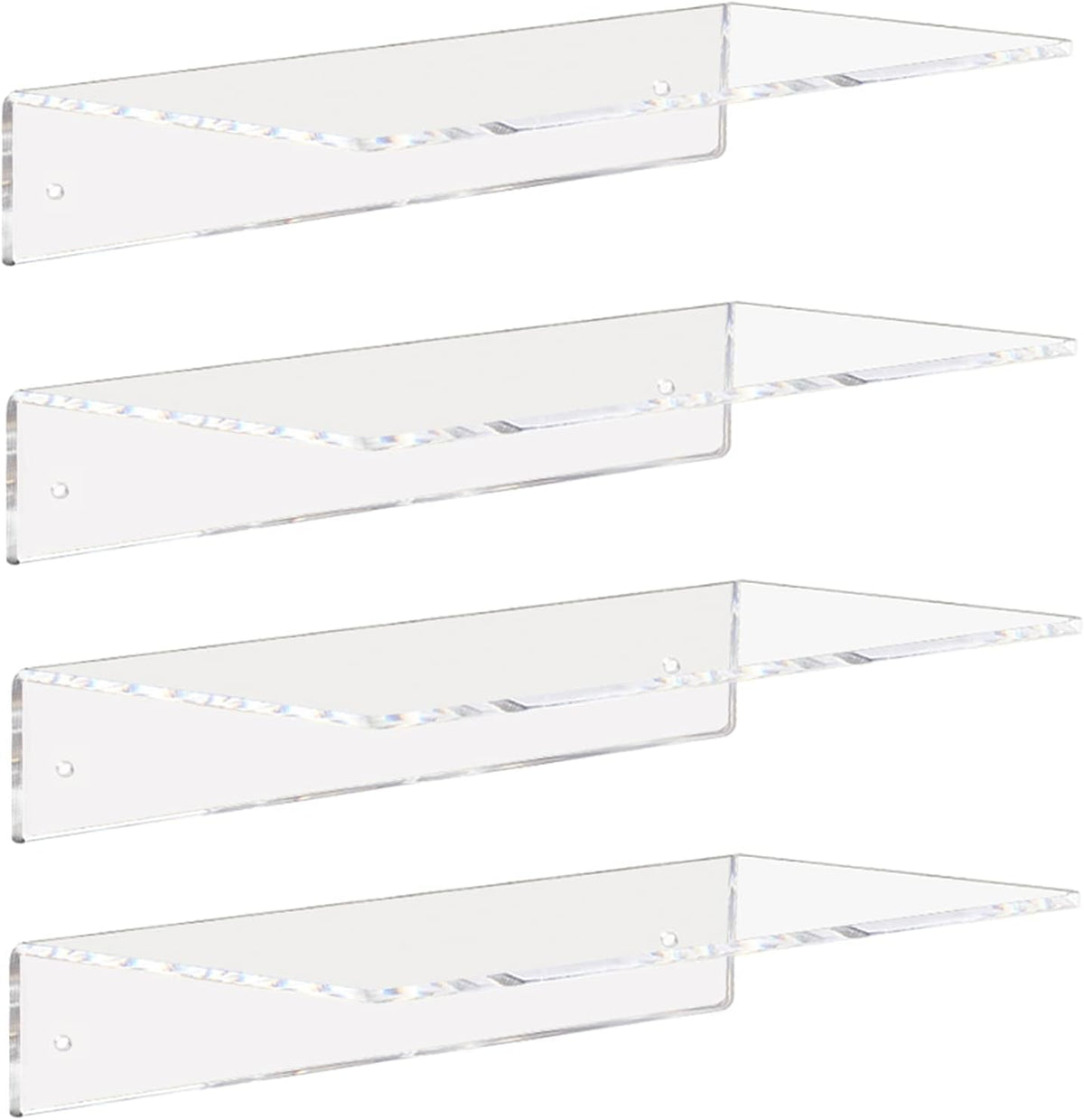 Weiai Clear Acrylic Floating Shelves 12 Inch Wall Mount Shelf for Storage 4pack