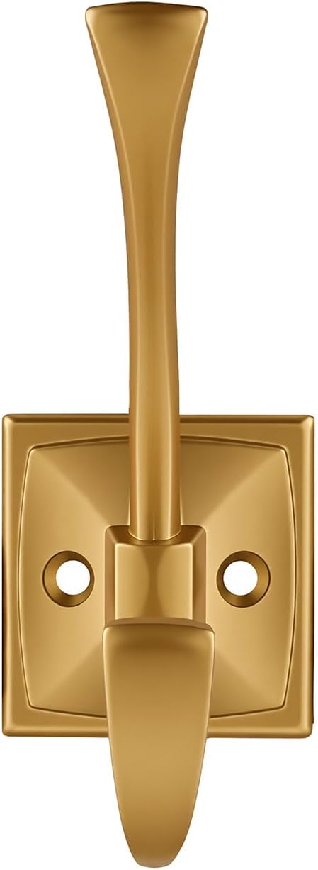 HARPOON 5 Pack 4.3" Double Prong Wall Hooks Brushed Gold Coat Towel Hooks