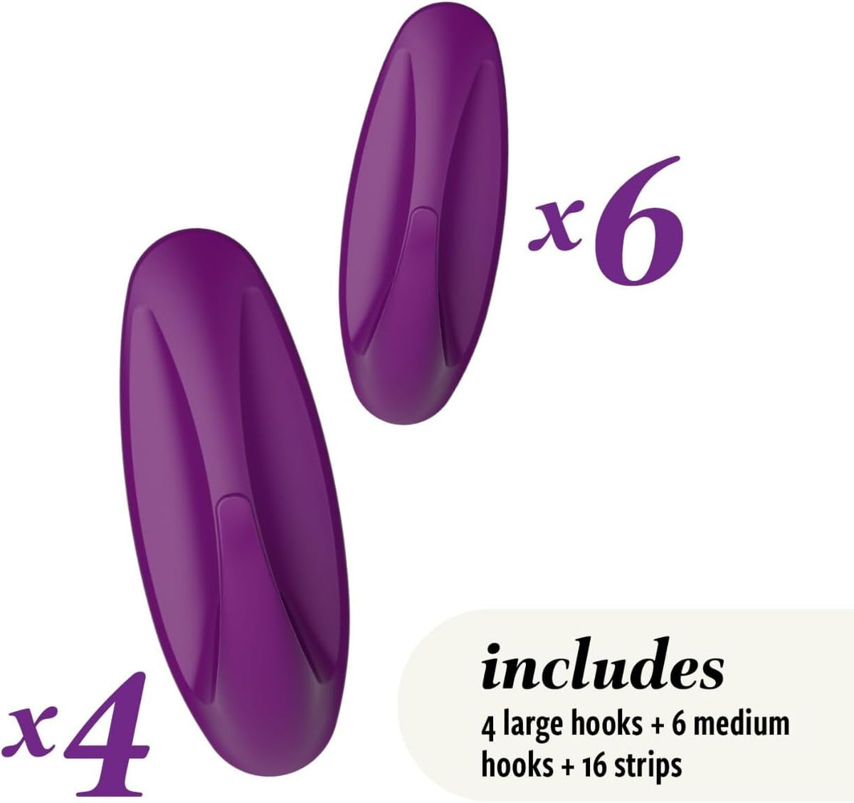 Command Mixed Designer Hook Pack, Candied Plum, 10 Hooks, 16 Strips