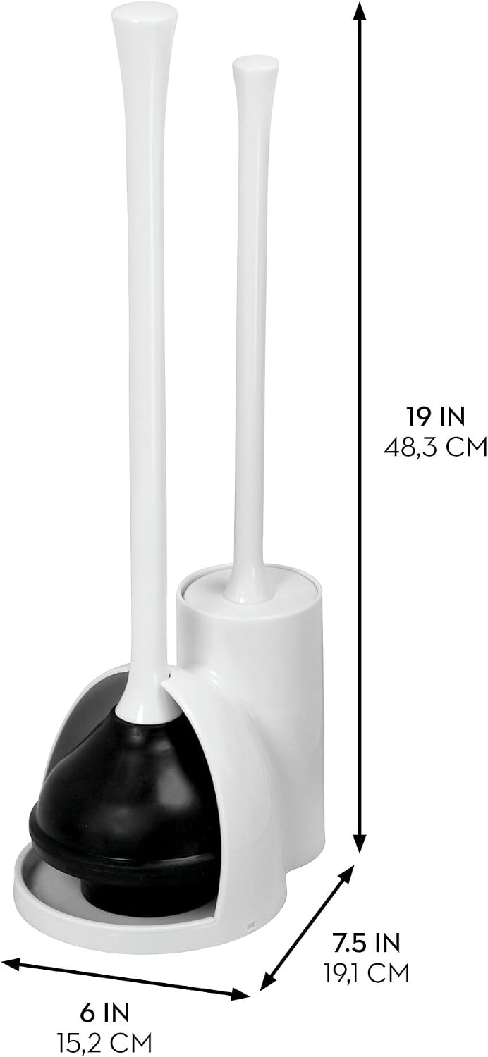iDesign Compact Plunger Set, White, Set of 2