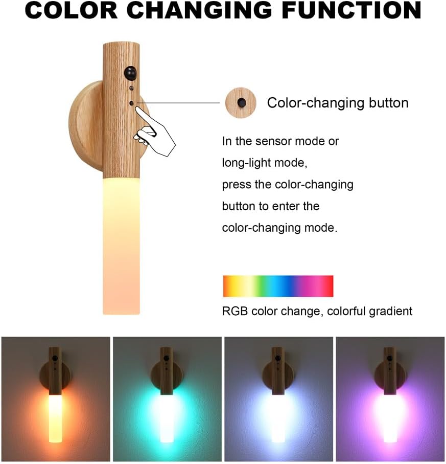 LANDGOO Wooden Motion Sensor Multicolor Night Lights,