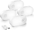 Lyridz Rechargeable Battery Night Light with Motion Sensor, Portable, Auto-Off, Dimmable for Bathroom, Bedroom, Kitchen, Stairs, Hallway, Pets, Travel, 4-Pack, Cool White
