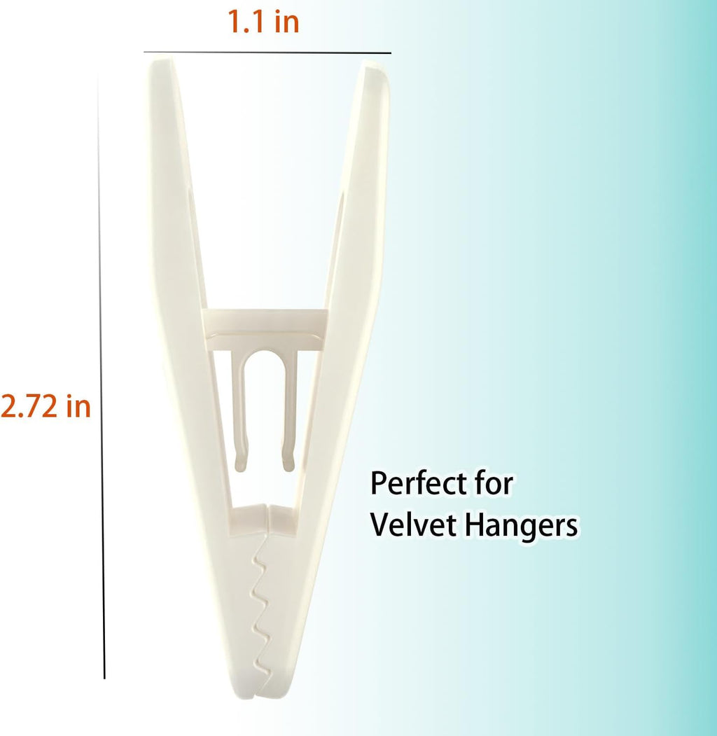 TOFIIGREM Hanger Clips for Velvet Hangers (Beige, 40 PCS), Non-Slip Plastic Clips Pant Skirt Hanger Clips for Flocking Hangers