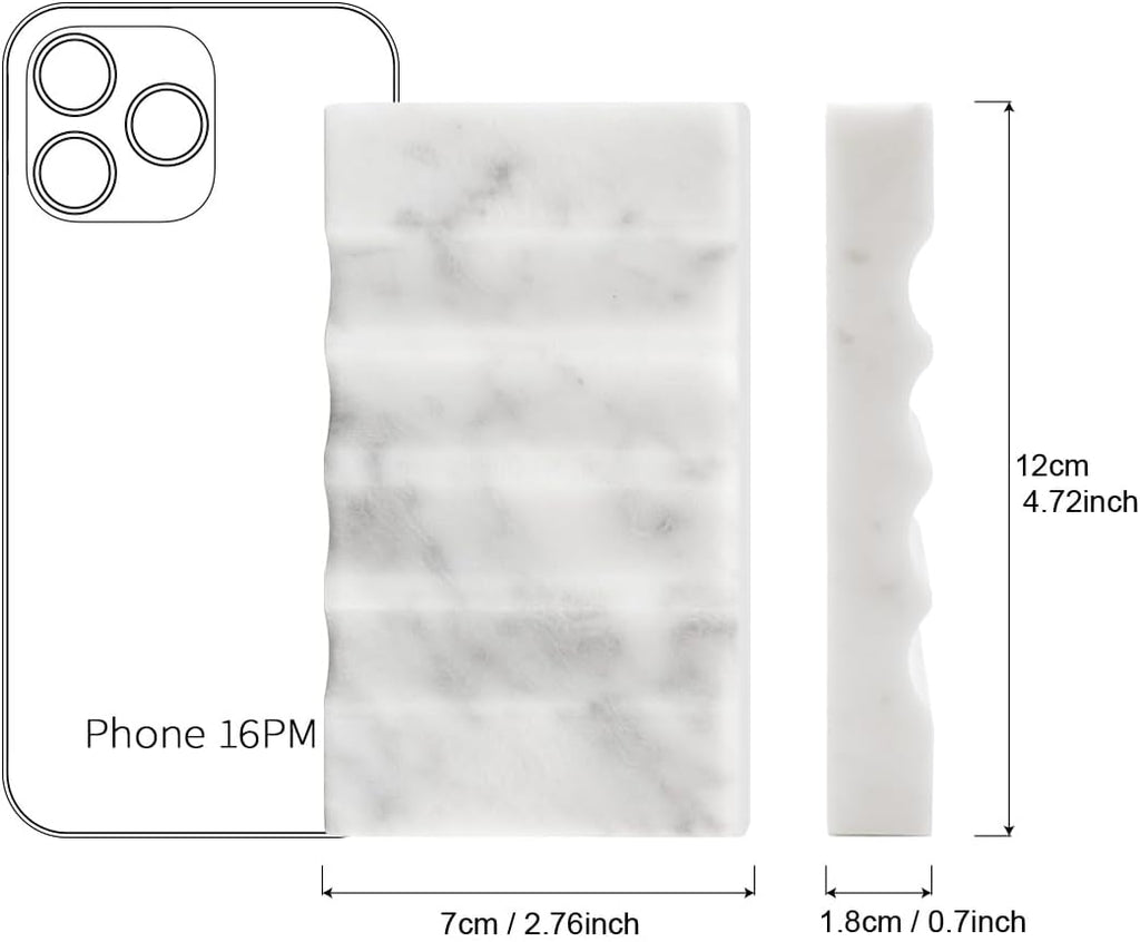 WeDoDecor Real Marble Soap Dish for Shower Stone Tray Small Bar Soap Holder with Self Draining | Non-Slip, Luxury Bath Room Accessories (White)