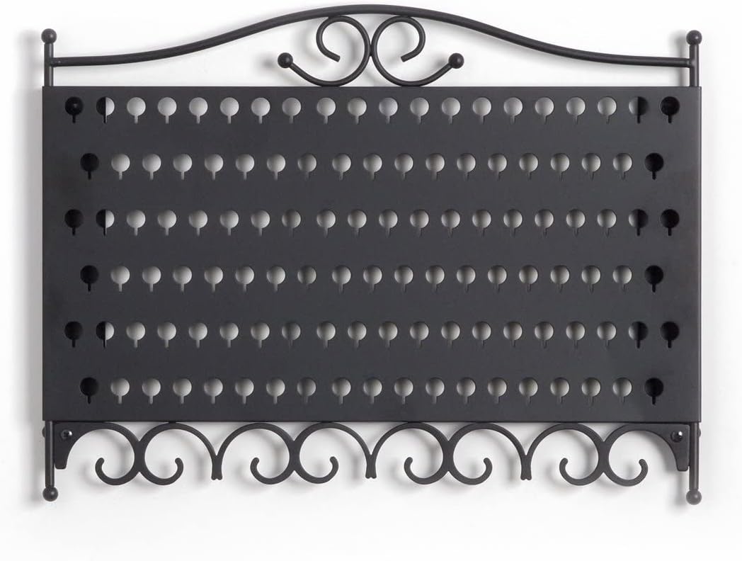 Mango Steam Wall Mounted Closet/Wardrobe Display Hanger Organizer for Jewelry & Earrings With Hooks for Necklaces, Bracelets, Accessories - Black