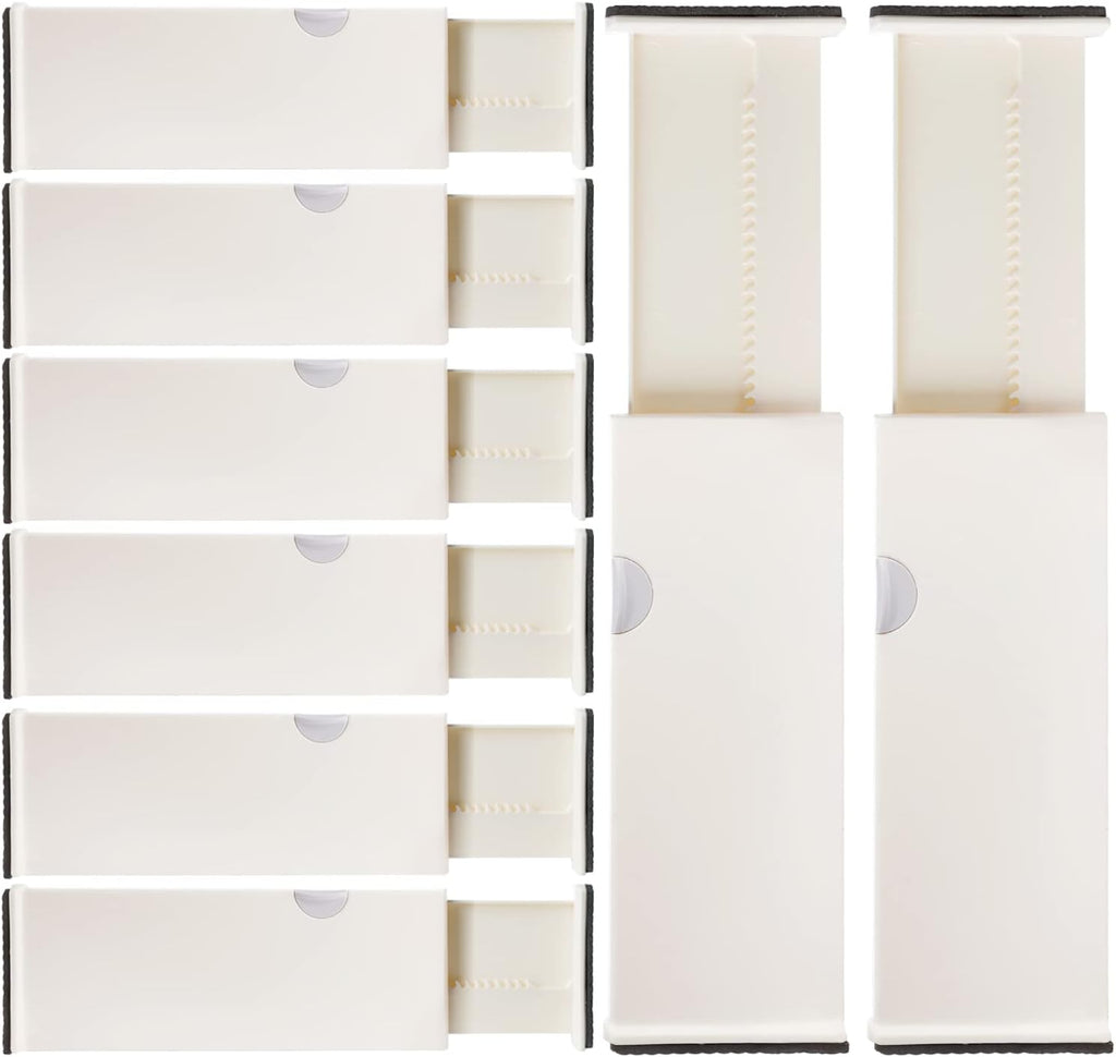 8 Drawer Organizer and Dividers, Organize Silverware and Utensils in Home Kitchen, Divider for Clothes in Bedroom Dresser, Designed to Not Snag Underwear and Bra Fabrics, Bathroom Storage Organizers