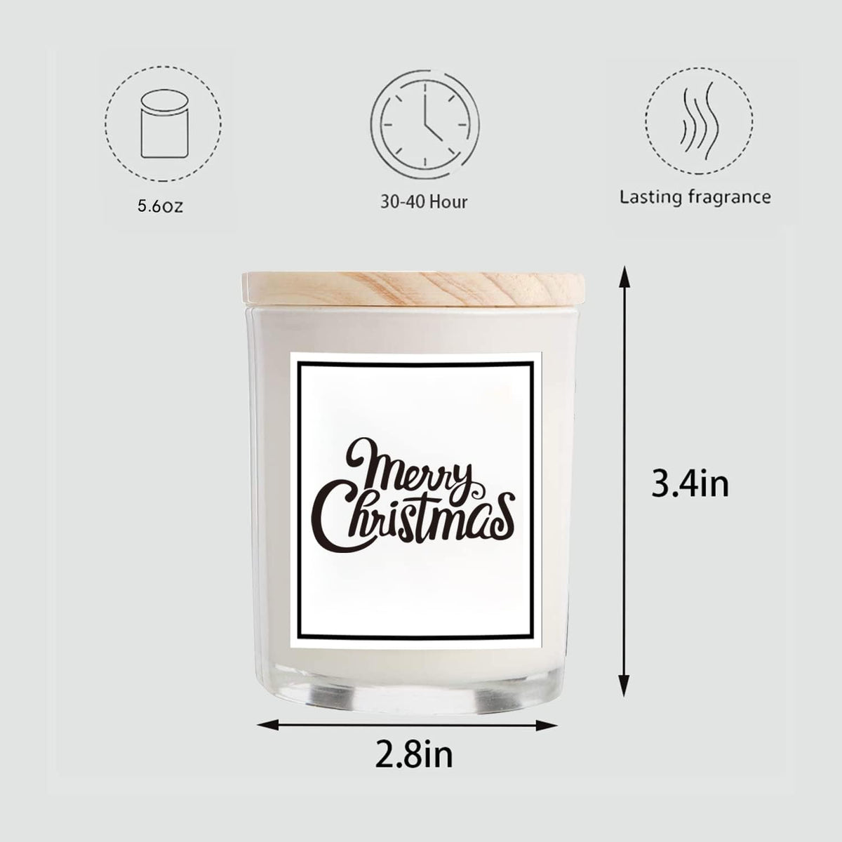 Christmas Candles - Christmas Gifts for Women Men, 100% Pure Natural Soy Wax with Plant Essential Oils, Perfect for Bath, Yoga(Vanilla Coconut)