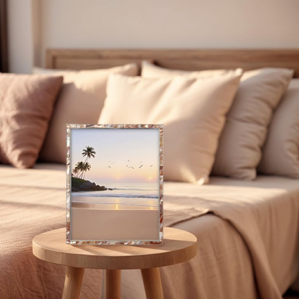 8x10 Mother of Pearl Shell Metal Picture Frame Colorful 1Pc