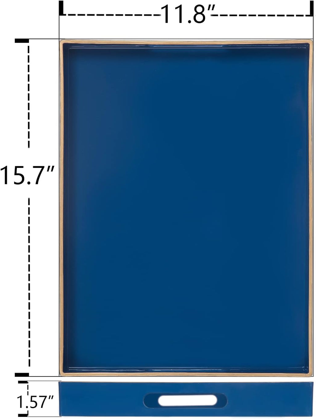 MAONAME Royal Blue Decorative Tray, Rectangular Serving Tray with Handles