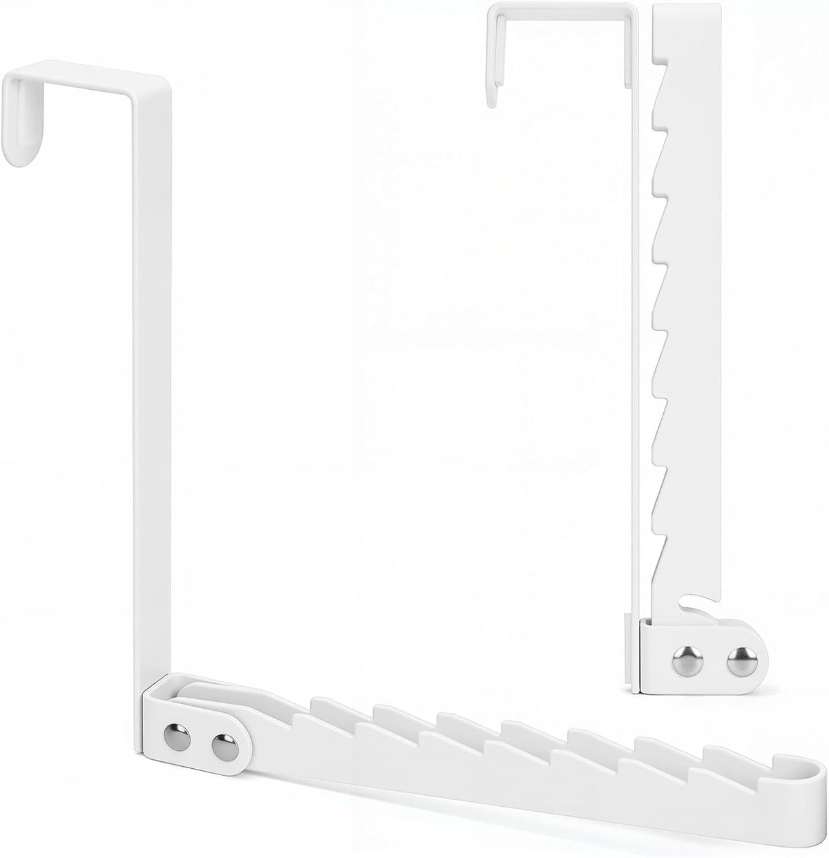 FYY Over The Door Hooks Hanger, 2 Pack Collapsible Folding Over Door Clothes Drying Rack Space Saving Laundry Hanging Storage Hook for Clothing, Coats, Towels for Bedroom Bathroom White