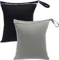 babygoal Travel Laundry Bags 2 Pack, Ideal for Travel, Gym and Swimming-Washable Waterproof Wet Dry Bags for Dirty Clothes, Bathing Suits and Swimsuits(black and grey)