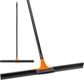 Floor Squeegee Broom, 56’’ Long Handle Water Wiper with Small Brush, 30'' Large Heavy Duty Household Squeegee for Concrete, Epoxy, Garage, Deck Cleaning