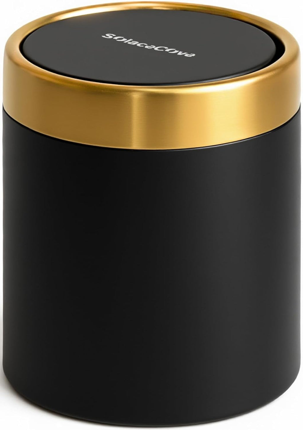 Desktop Trash can with Lid,0.4 Gal Stainless Steel Counter Top Trash Can Mini Bathroom Trash Can for Car,Office,Kitchen,Desk,a Roll of Trash Bag(Black)