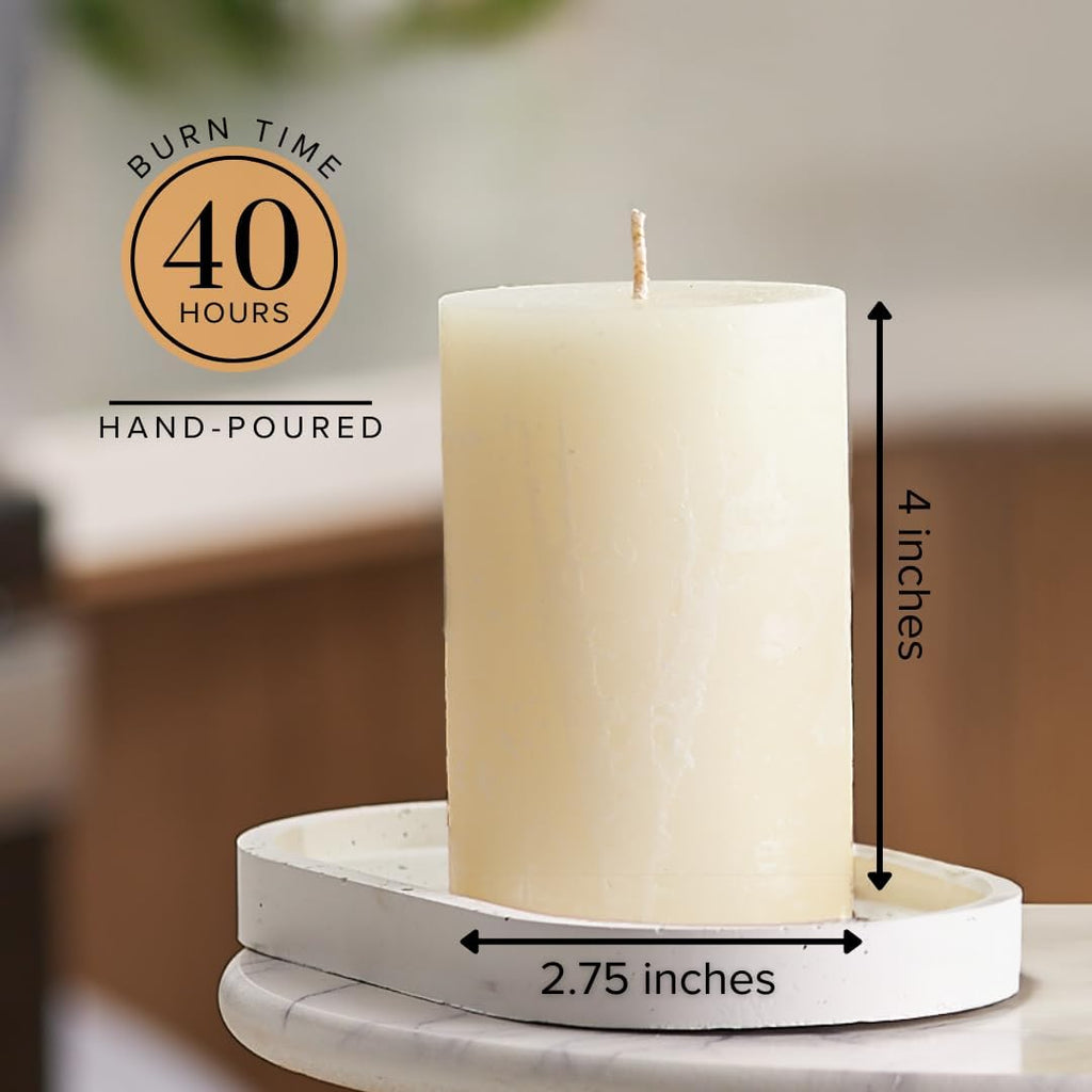 Ivory Vanilla Scented Pillar Candles, 3x4 Inch, Set of 3