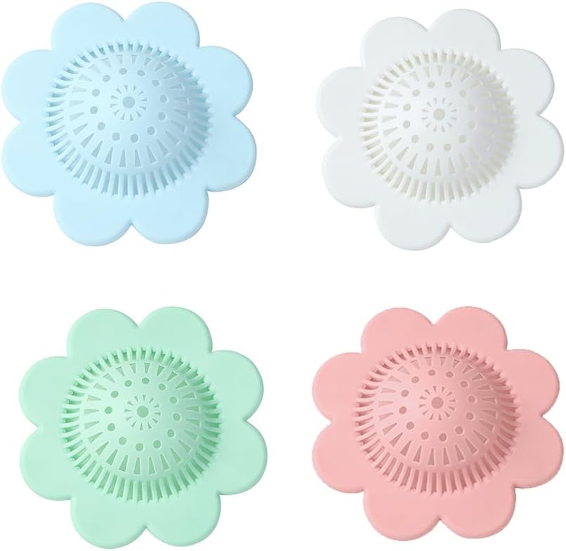 4PCS Drain Hair Catcher Shower Drain Covers Durable Silicone Hair Stopper,Bathtub and Shower Drain Protectors for Bathroom Bathtub and Kitchen