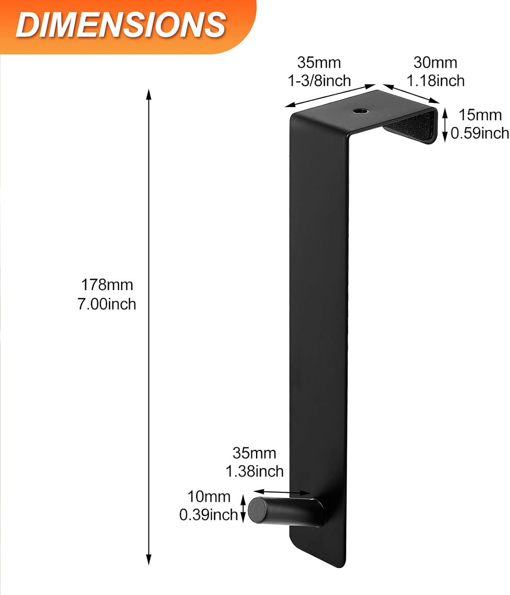 ARTOYS Over-The-Door Hooks, 4-Pack Black - No Drill Stainless Steel Hanger for Towels & Coats, Holds 50 lbs, Fits Standard 1-3/8" (35mm) Doors