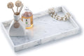 𝐈𝐭𝐚𝐥𝐢𝐚𝐧 𝟏𝟎𝟎% Marble Vanity Tray (12x7in), Counter Organizer for Bathroom, Kitchen, Dresser, Coffee Table, Serving, Decorative (Carrara White)