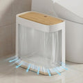 Bathroom Trash Can with Lid and Wheels, 2.6 Gal, Air Vent, Faux Wood Top