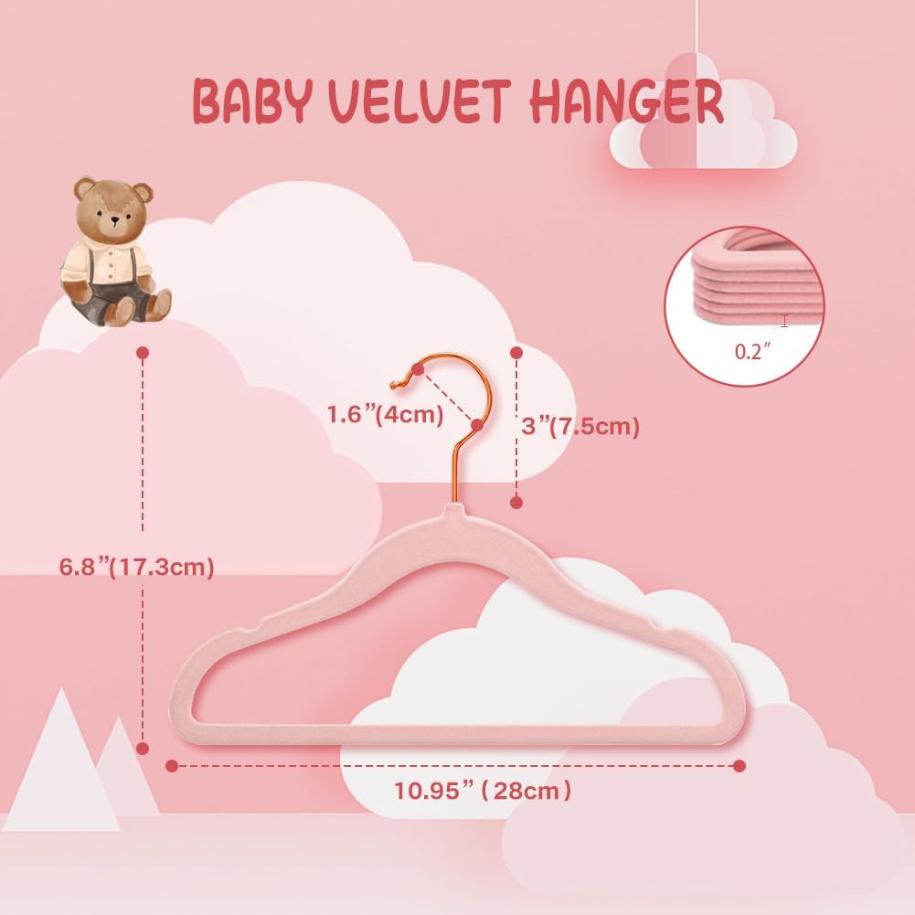 Stormix Baby Velvet Hangers 16 Pack Non-Slip Thin Space Saving