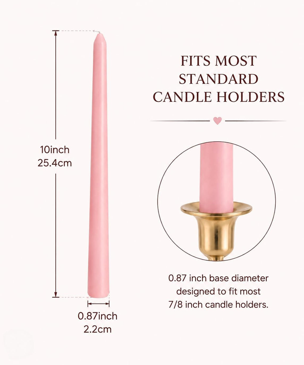 6-Pack Lavender 6-Pack Pink Taper Candles for Wedding Home Decor