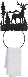 Funrous Deer Towel Holder for Bathroom Matte Black Metal Hand Towel Holder