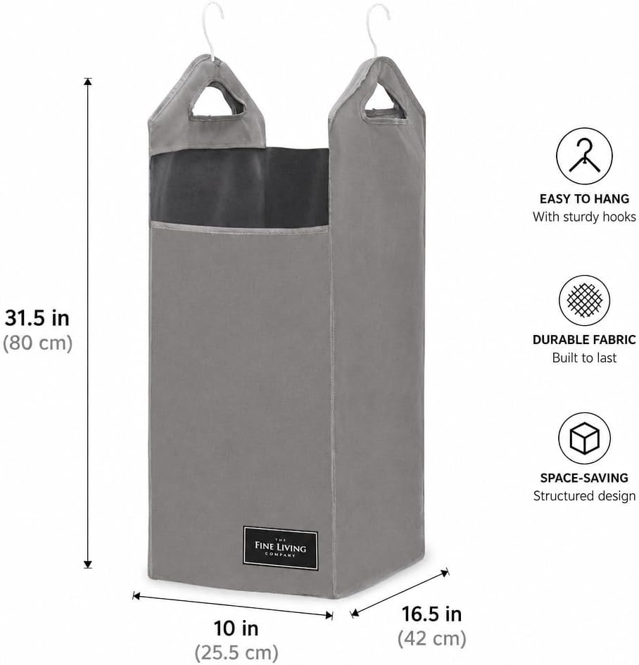 TFLC Hanging Laundry Hamper bag, Portable Clothes Hampers for Laundry, Gray