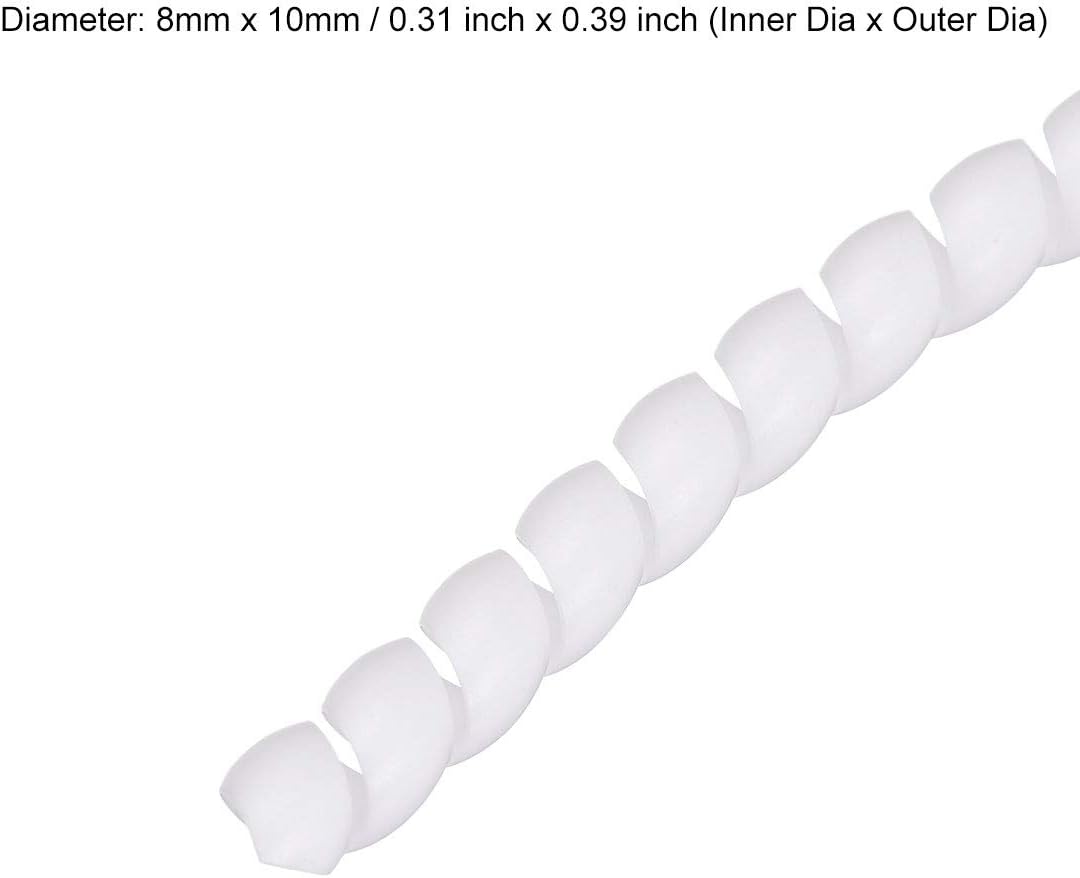 uxcell Flexible Spiral Cable Wrap Wire Cord Wraps Management Sleeve 8mm x 10mm Computer Wire Manage Cord 3 Meters Length White