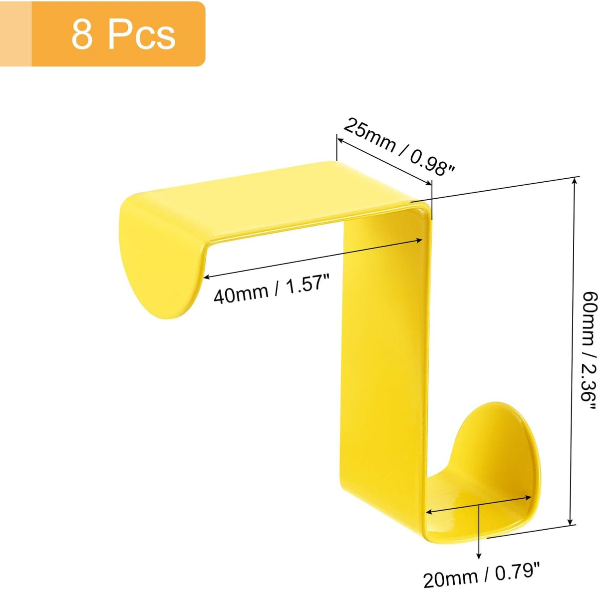 uxcell Over The Door Hooks,8pcs - Stainless Steel Door Hangers Hooks, S-Shaped Double Hooks for Hanging Clothes, Hats, Towels (Yellow)