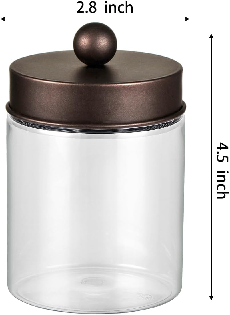 3PC Farmhouse Decor Qtip Holder Apothecary Jars, (Bronze, Plastic)