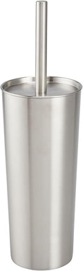 mDesign Slim Metal Toilet Brush Set - Modern Freestanding Holder for Bathroom - Practical With Rust-Resistant Finish - Silver