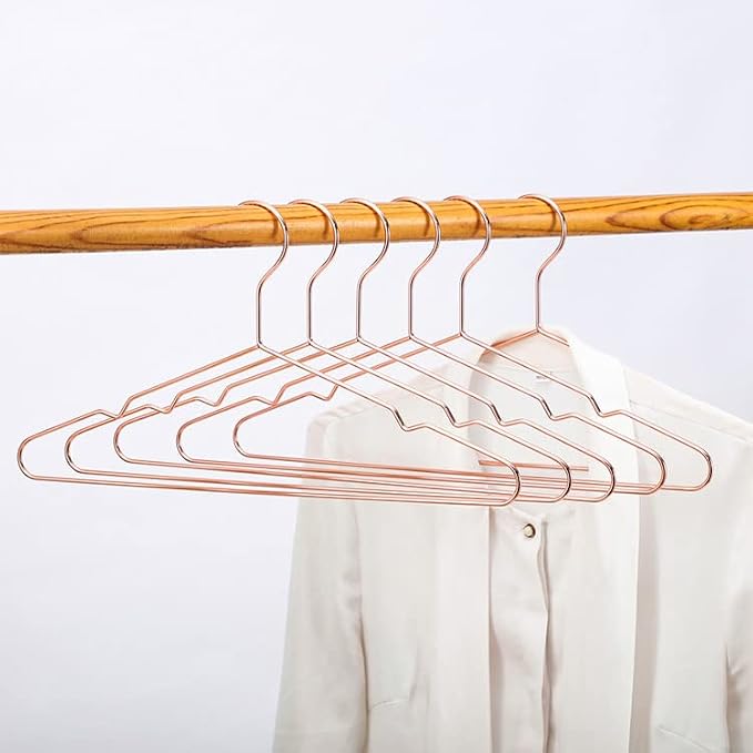 Tosnail 30 Pack 16.5" Stainless Steel Strong Wire Metal Hangers, Heavy Duty Clothes Hangers, Space Saving Closet Organizer - Rose Gold