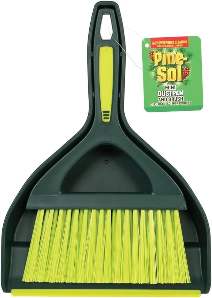 Pine-Sol Mini Dustpan and Brush Set | Nesting Snap-On Design | Portable,Compact Dust Pan and Hand Broom for Cleaning,Green,(Pack of 12)