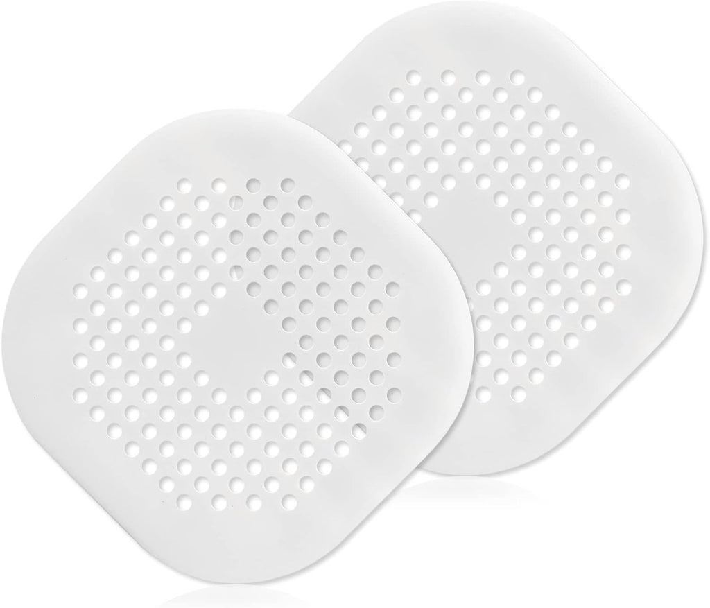 Square Drain Cover, 5.4 Inch, White, 2Pcs