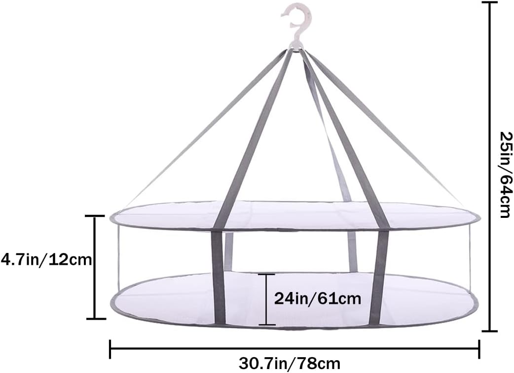 Large Folding Laundry Drying Rack, Clothes Drying Rack, Portable Sweater Drying Rack, Mesh Hanging air Dryer, Lay fold Flat Dry Hanger for Indoor Outdoor, Delicates, Towel, Socks,Swimsuit (Grey)