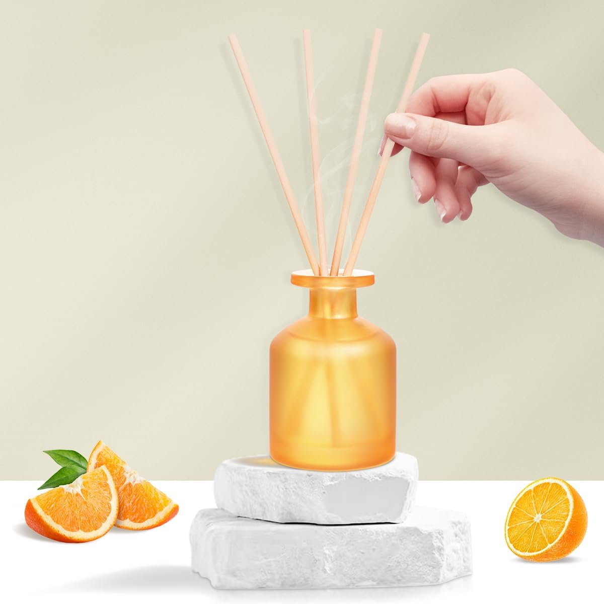 Reed Diffuser - Citrus 3.38oz (100ml) 2 Pack Essential Oil Reed Diffuser Set with 8 Sticks, Long Lasting Fragrance for Home, Bathroom, Bedroom, Room, Decor, Gifts