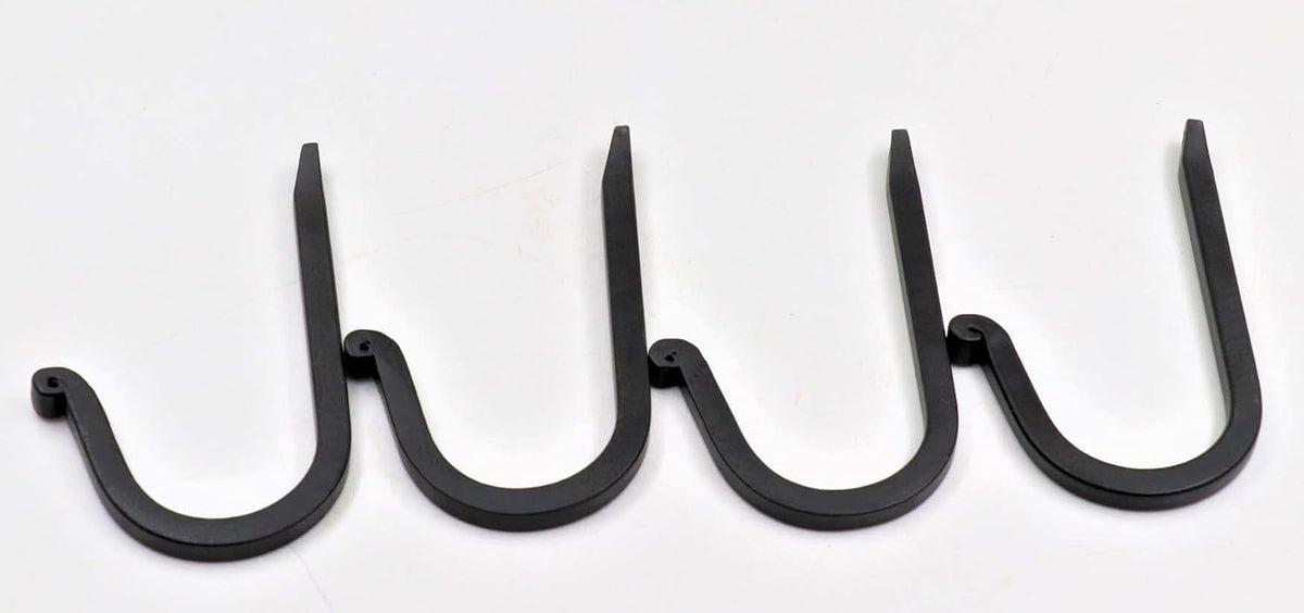 THDC Single Prong Wrought Iron Hooks, Vintage Hand Forged Iron Curved Metal Fasteners – Decorative Colonial Wall Décor, Heavy Duty Wall Hooks, Hangers for Keys, Coats, Robe, Bags, Home, Kitchen (4)