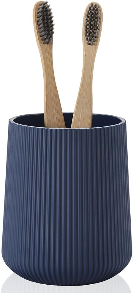 YAUKPH Navy Blue Striped Toothbrush Holder