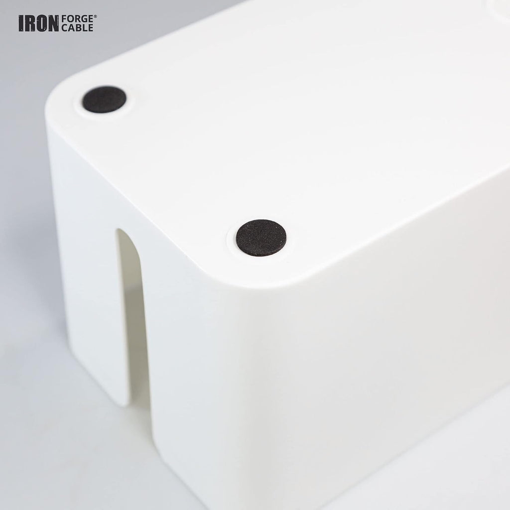Iron Forge Cable Cable Management Box, 2 Pack - White, Hook & Loop Keepers