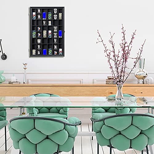 Shot Glass Storage Display Case 36-Slot Lockable Wooden Cabinet Rack Holder