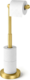YUMORE Toilet Paper Holder Stand, Minimalist Design, Brushed Gold